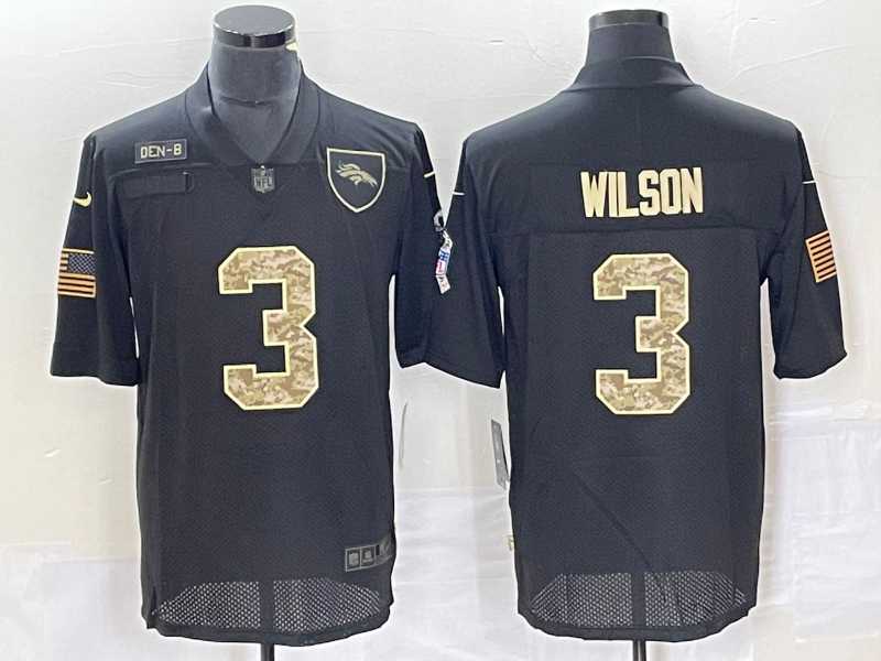 Mens Denver Broncos #3 Russell Wilson Black Camo 2020 Salute To Service Stitched NFL Nike Limited Jersey Dzhi